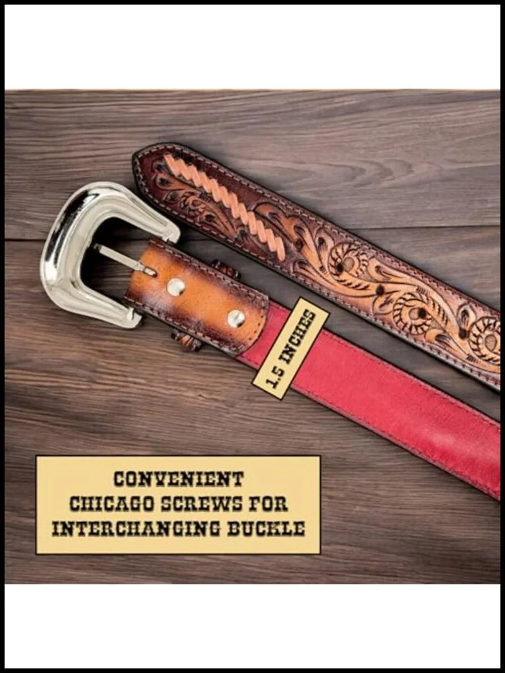 Men's Full Grain Leather Cowboy Belt 1.5